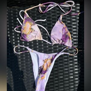 Purple and Gold Tie-Dye Bikini Set